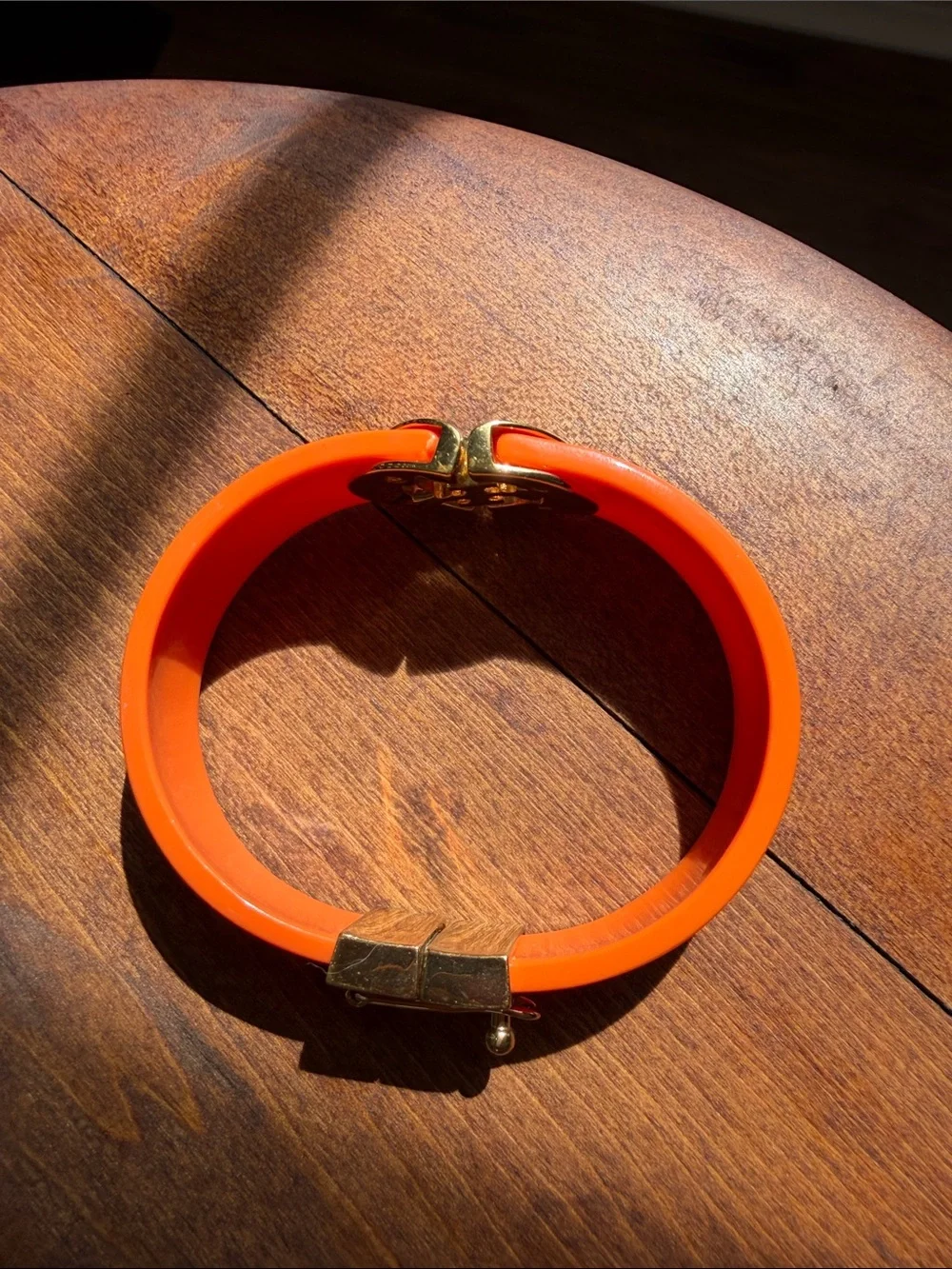 Tory Burch Kira Orange Resin Lucite Hinged Bracelet